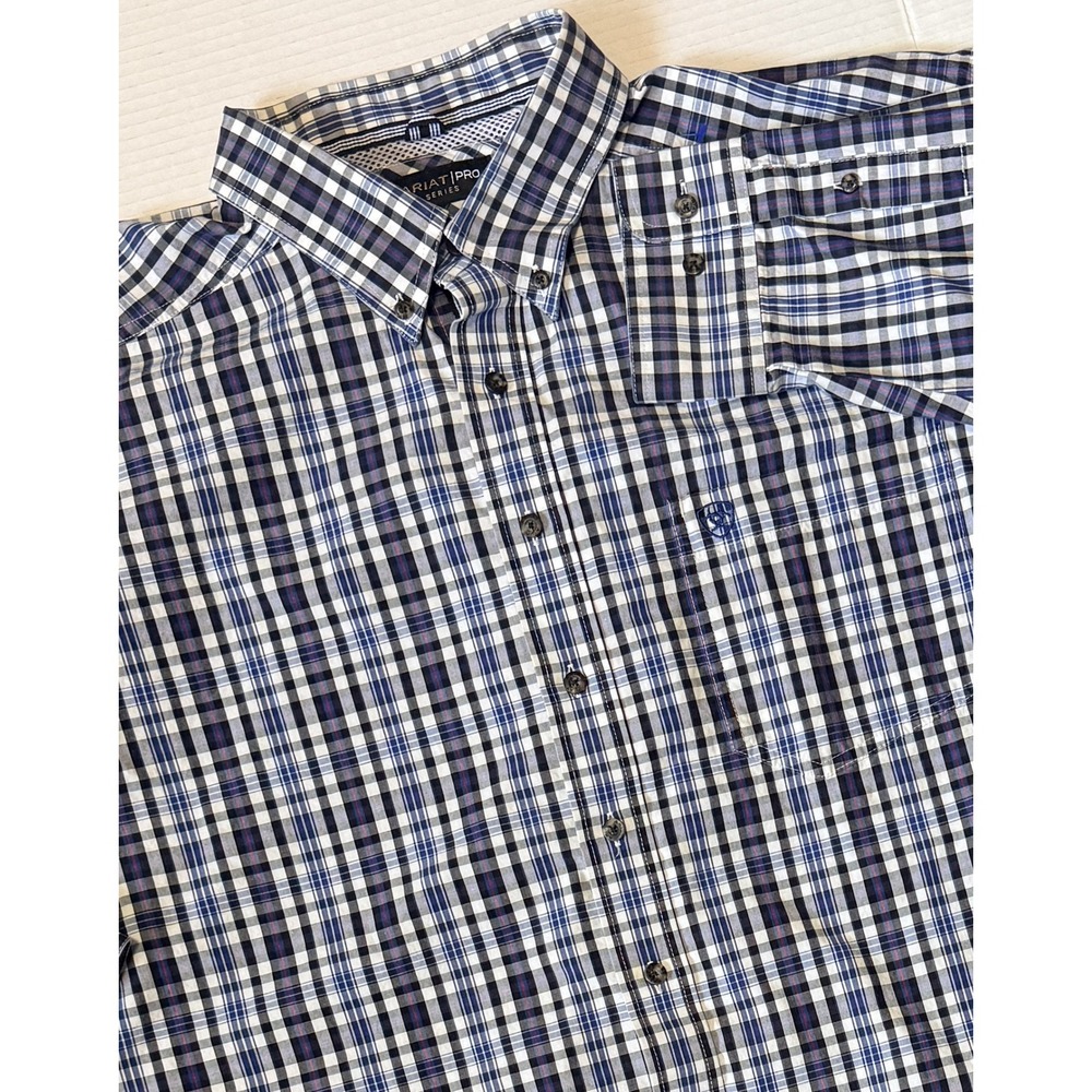 ARIAT Pro Series - Men's Shirt - Blue Plaid Long Sleeve Button Western - XXL 2XL